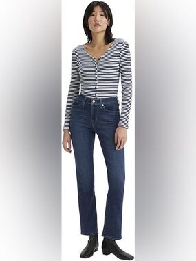 Levi's Mid-Rise Classic Straight Leg Jeans in Dark Blue Sz 30 (10)
